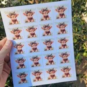 Cute Cow Thank You Stickers